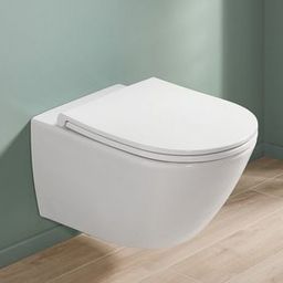 Villeroy & Boch Subway Universo TwistFlush Combi-Pack miska WC wisząca bez kołnierza CermicPlus z deską wolnoopadającą Weiss Alpin 4670T9R1