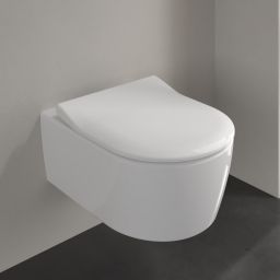 Villeroy & Boch Avento zestaw miska WC wisząca bez kołnierza z deską wolnoopadającą Weiss Alpin (5656R001, 9M87S101)