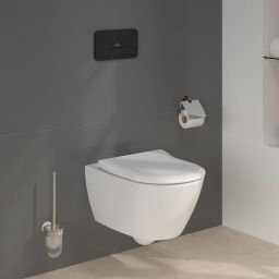Zestaw Villeroy & Boch Subway 2.0 Combi-Pack stelaż podtynkowy miska WC wisząca z deską i przycisk czarny mat (92242700, 5614R201, 922490AN)