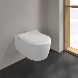 Villeroy & Boch Avento zestaw miska WC wisząca bez kołnierza z deską wolnoopadającą Weiss Alpin (5656R001, 9M87S101)