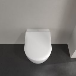 Villeroy & Boch Avento zestaw miska WC wisząca bez kołnierza z deską wolnoopadającą Weiss Alpin (5656R001, 9M87S101)