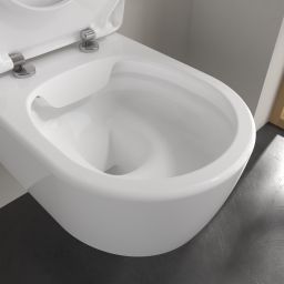 Villeroy & Boch Avento zestaw miska WC wisząca bez kołnierza z deską wolnoopadającą Weiss Alpin (5656R001, 9M87S101)