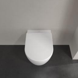 Villeroy & Boch Avento zestaw miska WC wisząca bez kołnierza z deską wolnoopadającą Weiss Alpin (5656R001, 9M77C101)