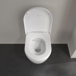 Villeroy & Boch Avento zestaw miska WC wisząca bez kołnierza z deską wolnoopadającą Weiss Alpin (5656R001, 9M77C101)