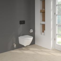 Zestaw Villeroy & Boch Subway 3.0stelaż podtynkowy miska WC wisząca z deską i przycisk czarny mat (92242700, 4670TSR1, 922490AN)