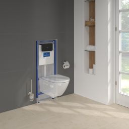 Zestaw Villeroy & Boch Subway 3.0stelaż podtynkowy miska WC wisząca z deską i przycisk czarny mat (92242700, 4670TSR1, 922490AN)