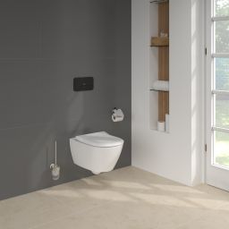 Zestaw Villeroy & Boch Subway 2.0 Combi-Pack stelaż podtynkowy miska WC wisząca z deską i przycisk czarny mat (92242700, 5614R201, 922490AN)