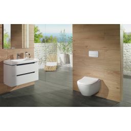 Villeroy & Boch Subway 2.0 Combi-Pack miska WC wisząca bez kołnierza CeramicPlus z deską wolnoopadającą Weiss Alpin 5614R2R1