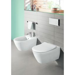 Villeroy & Boch Subway 2.0 Combi-Pack miska WC wisząca bez kołnierza CeramicPlus z deską wolnoopadającą Weiss Alpin 5614R2R1
