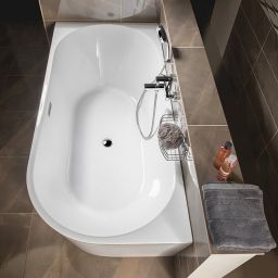 Aqualine Tibera wanna wolnostojąca 170x80 cm przyścienna narożna lewa biała E1026