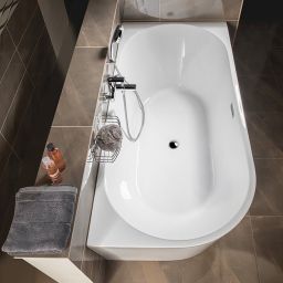 Aqualine Tibera wanna wolnostojąca 170x80 cm przyścienna narożna prawa biała E1015