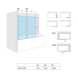 Axel Fliper parawan nawannowy 80 cm 2-częściowy chrom połysk/szkło przezroczyste KAAX.1309.800.PR