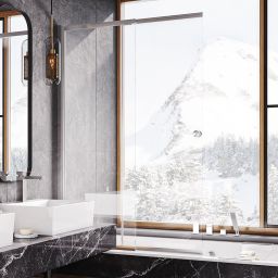 Besco Easy Slide parawan nawannowy 100x150 cm 2-częściowy chrom/szkło przezroczyste PES-2S