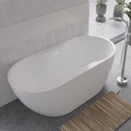 Besco Navia wanna wolnostojąca 140x75 cm biała/maskownice chrom #WAS-140-N