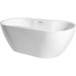 Besco Navia wanna wolnostojąca 140x75 cm biała/maskownice chrom #WAS-140-N
