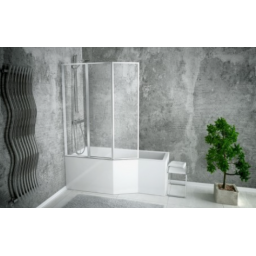 Besco Integra wanna narożna z parawanem 150x75 cm biała  I3L-150-O-BI
