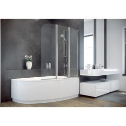 Besco Ambition 3 parawan nawannowy 123,5x139 cm trzyskrzydłowy szkło przezroczyste PA-3S