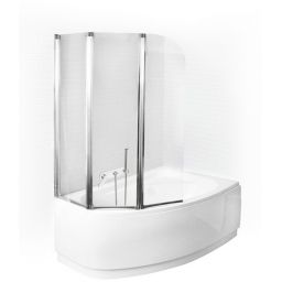 Besco Ambition 3 parawan nawannowy 123,5x139 cm trzyskrzydłowy szkło przezroczyste PA-3S