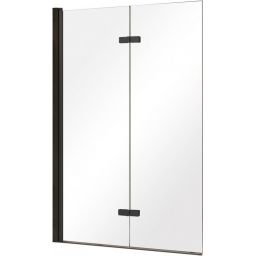 Besco Lumix parawan nawannowy 100x145 cm dwuskrzydłowy czarny mat/szkło przezroczyste PLB-2S