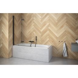 Besco Lumix parawan nawannowy 100x145 cm dwuskrzydłowy czarny mat/szkło przezroczyste PLB-2S