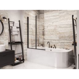 Besco Prime Black New 2 parawan nawannowy 90x140 cm dwuskrzydłowy czarny mat/szkło przezroczyste PNPB-2S