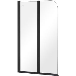 Besco Prime Black New 2 parawan nawannowy 90x140 cm dwuskrzydłowy czarny mat/szkło przezroczyste PNPB-2S