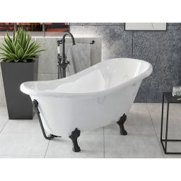 Besco Otylia wanna wolnostojąca 170x77 cm owalna biała z łapami czarny mat #WKO-170W+CZ