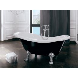 Besco Otylia wanna wolnostojąca 160x77 cm owalna biała-czarna #WKO-160-BWW