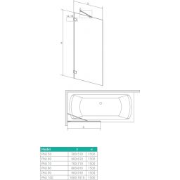 Radaway Euphoria PNJ parawan nawannowy 70 cm szkło przezroczyste 10007070-01-01