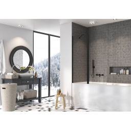 Radaway Nes Black PND II parawan nawannowy 100 cm lewy czarny mat/szkło przezroczyste 10009100-54-01L