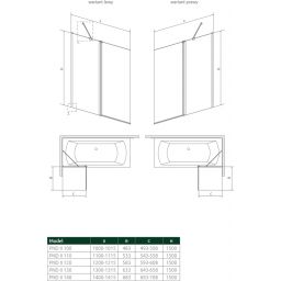 Radaway Nes Black PND II parawan nawannowy 120 cm prawy czarny mat/szkło przezroczyste 10009120-54-01R