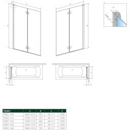 Radaway Nes PND I parawan nawannowy 120 cm lewy szkło przezroczyste 10010120-01-01L