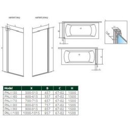 Radaway Nes PNJ parawan nawannowy 50 cm prawy złoty szczotkowany/szkło przezroczyste 10011050-99-01R
