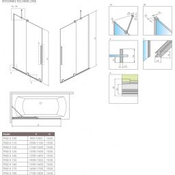 Radaway Furo PND II Gold parawan nawannowy 110 cm lewy złoty szczotkowany/szkło przezroczyste 101095889901L/101125440101