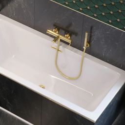 Excellent Heaven Slim wanna prostokątna 170x75 cm z kompletem odpływowym biały/złoty WAEX.HEV17WHS/ARIN.FLOW.GL