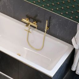 Excellent Heaven Slim wanna prostokątna 180x80 cm z kompletem odpływowym biały/złoty WAEX.HEV18WHS/ARIN.FLOW.GL