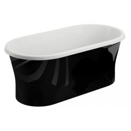 Polimat Amona New wanna wolnostojąca 150x75 cm akrylowa biały/czarny połysk 00335