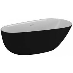 Polimat Shila wanna wolnostojąca 170x85 cm akrylowa biały/czarny mat 00345