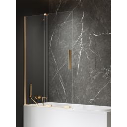 New Trendy Smart parawan nawannowy 100 cm 2-częściowy złoty szczotkowany/szkło przezroczyste EXK-7787-WU