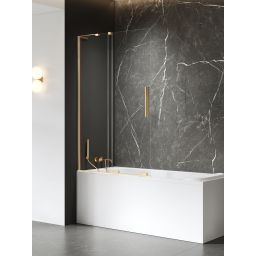 New Trendy Smart Gold Brushed parawan nawannowy 110 cm 2-częściowy złoty szczotkowany/szkło przezroczyste EXK-7788-WL