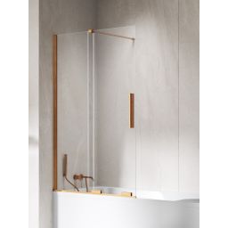 New Trendy Smart parawan nawannowy 100 cm 2-częściowy miedź szczotkowany/szkło przezroczyste EXK-7802