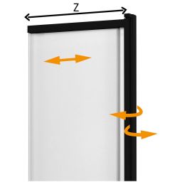 New Trendy Sensi Black parawan nawannowy 85 cm 2-częściowy czarny mat/szkło przezroczyste P-0045