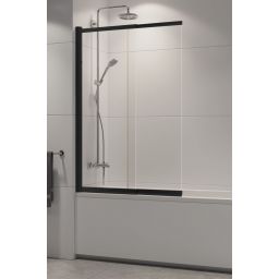 New Trendy Sensi Black parawan nawannowy 100 cm 2-częściowy czarny mat/szkło przezroczyste P-0046