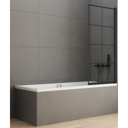 New Trendy New Soleo Black parawan nawannowy 90 cm 1-częściowy czarny mat/szkło ze wzorem P-0048