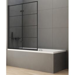 New Trendy New Soleo Black parawan nawannowy 100 cm 2-częściowy czarny mat/szkło ze wzorem P-0049