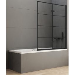 New Trendy New Soleo Black parawan nawannowy 100 cm 2-częściowy czarny mat/szkło ze wzorem P-0050