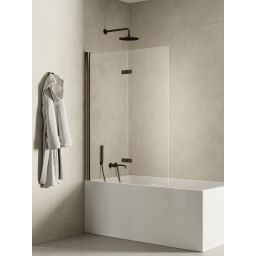 New Trendy New Soleo gunmetal szczotkowany parawan nawannowy 100 cm lewy gunmetal szczotkowany/szkło przezroczyste P-0141