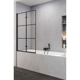 New Trendy Superia Black parawan nawannowy 100 cm 2-częściowy lewy czarny mat/wzór kratka P-0054