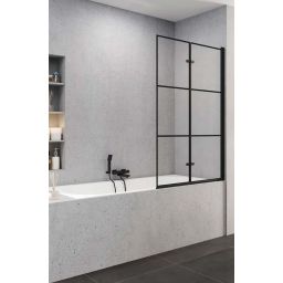 New Trendy Superia Black parawan nawannowy 100 cm 2-częściowy prawy czarny mat/wzór kratka P-0055