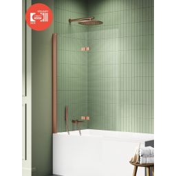 New Trendy New Soleo parawan nawannowy 110 cm 2-częściowy lewy miedź szczotkowana/szkło przezroczyste P-0137